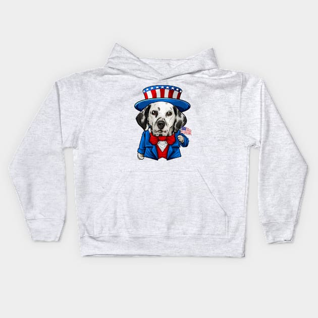 Fourth of July Dalmatian Kids Hoodie by whyitsme